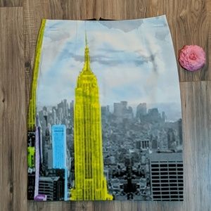 Tibi Multicolor Cityscape Pencil Skirt